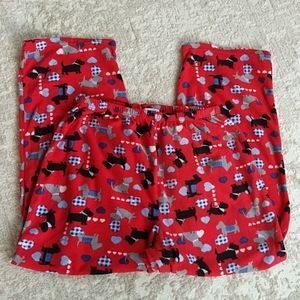 Yikes Dog Print Fleece Pajama Pant 2X Red Dogs Hearts